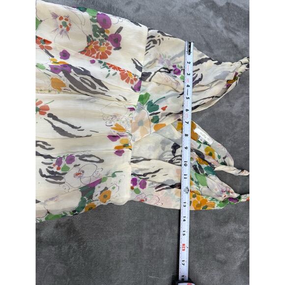 Matty M 100% Silk Floral Maxi Dress with Belt White Multicolor Size Medium - Picture 8 of 13